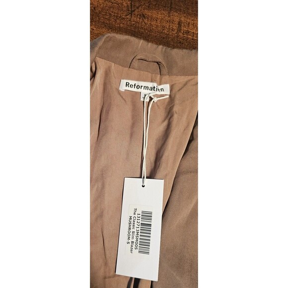 New Reformation Women's Classic Slim Blazer Mushroom S Business Single Button - Picture 9 of 16